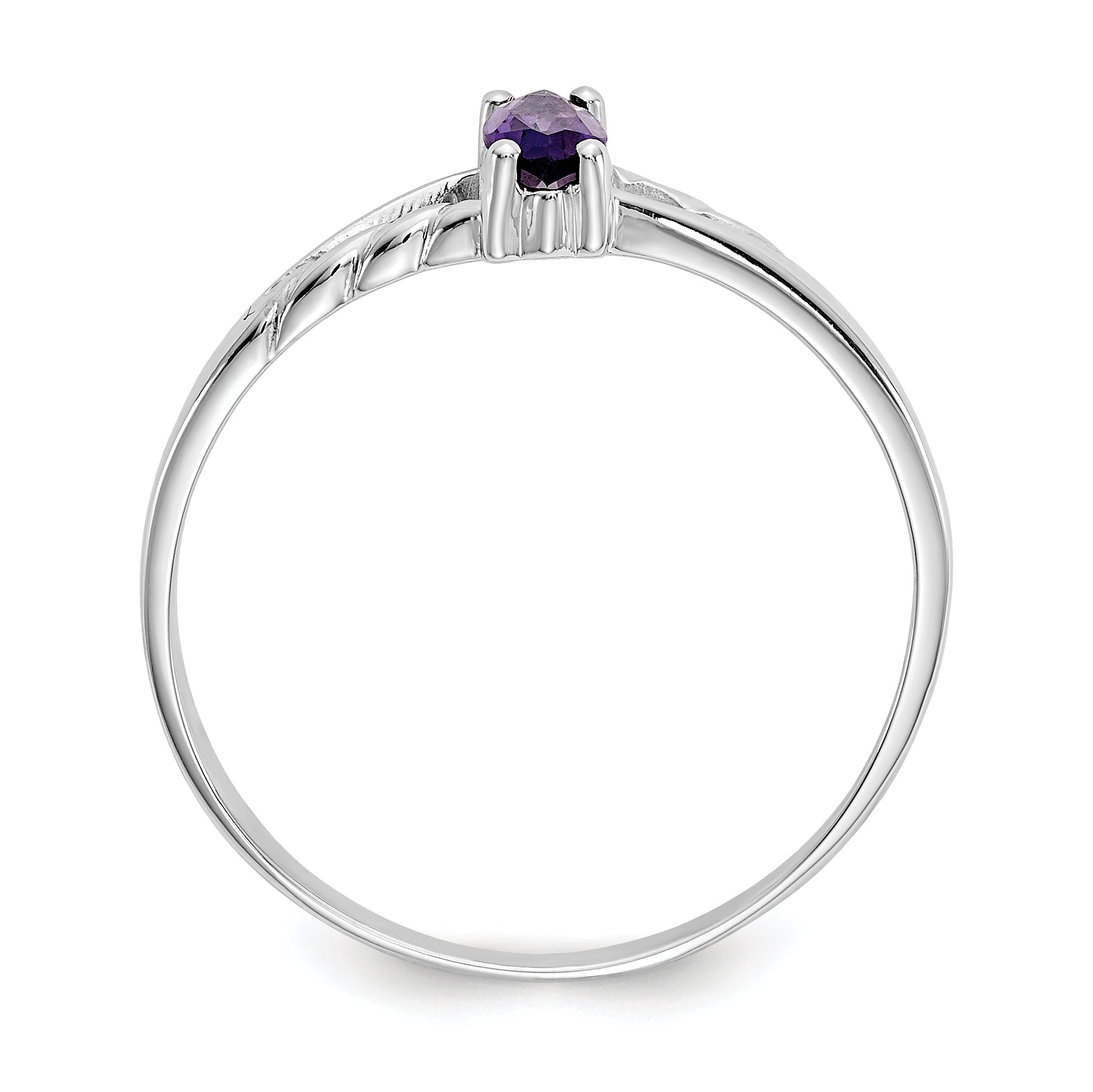 10k White Gold Polished Genuine Amethyst Birthstone Ring Secondary image