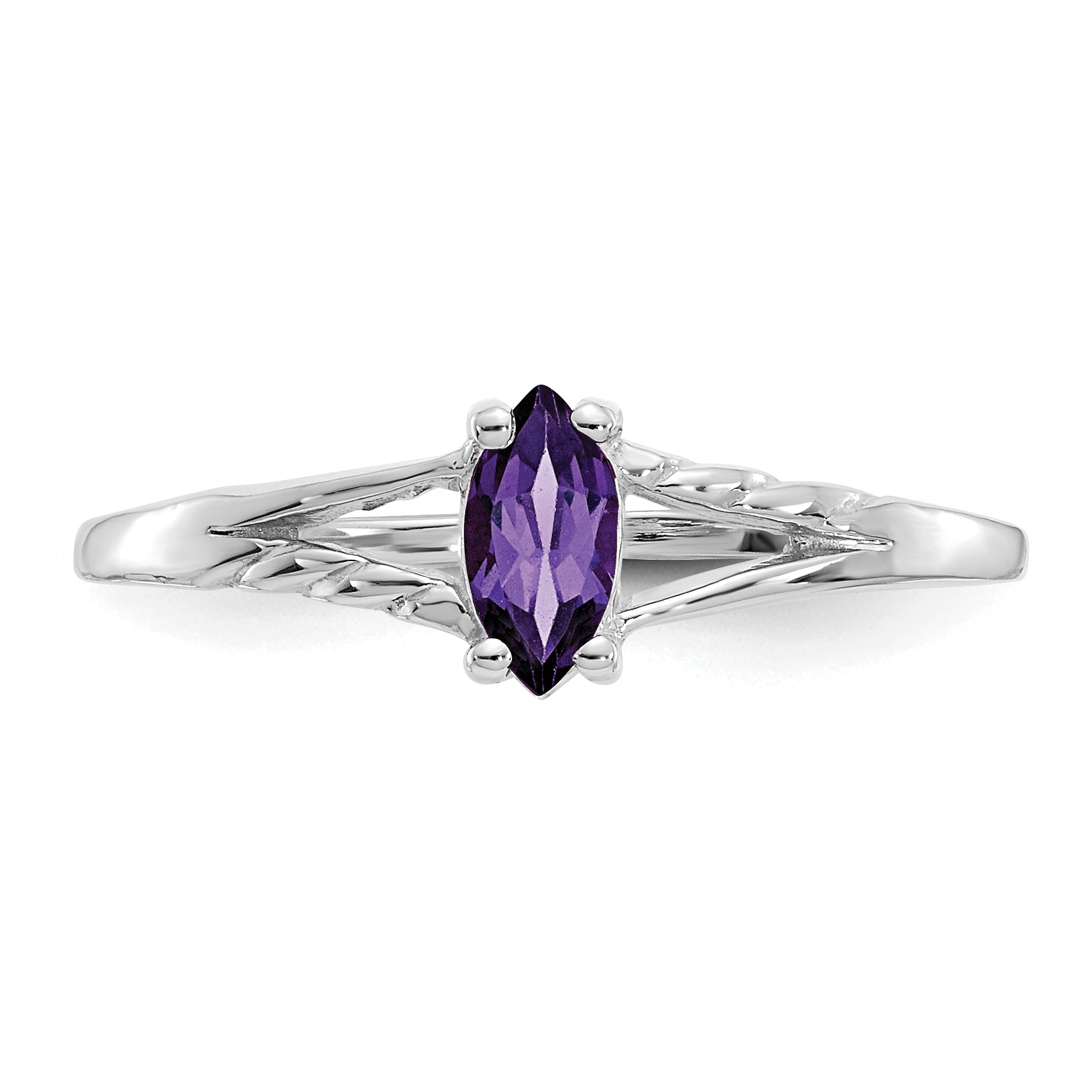 10k White Gold Polished Genuine Amethyst Birthstone Ring