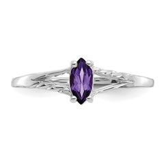 10k White Gold Polished Genuine Amethyst Birthstone Ring