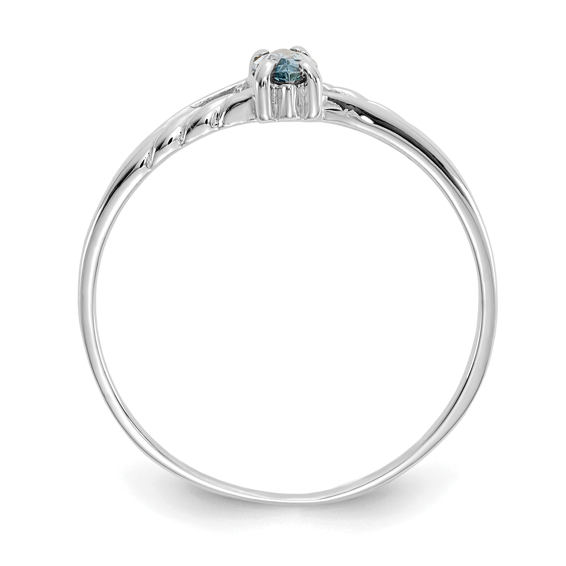 10k White Gold Polished Genuine Aquamarine Birthstone Ring