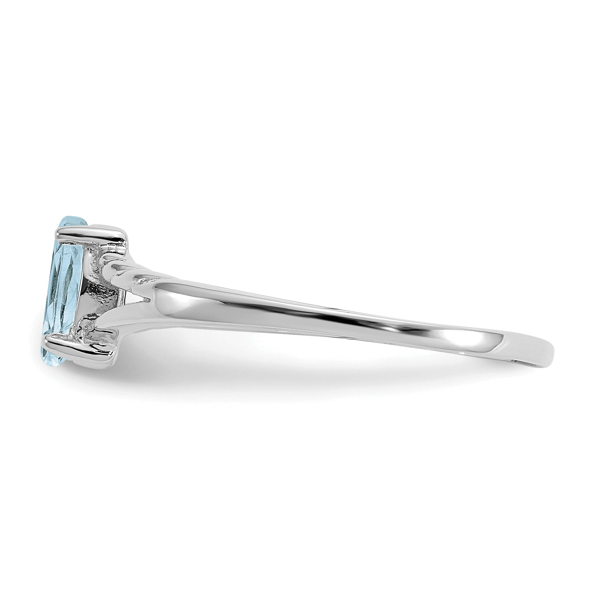 10k White Gold Polished Genuine Aquamarine Birthstone Ring