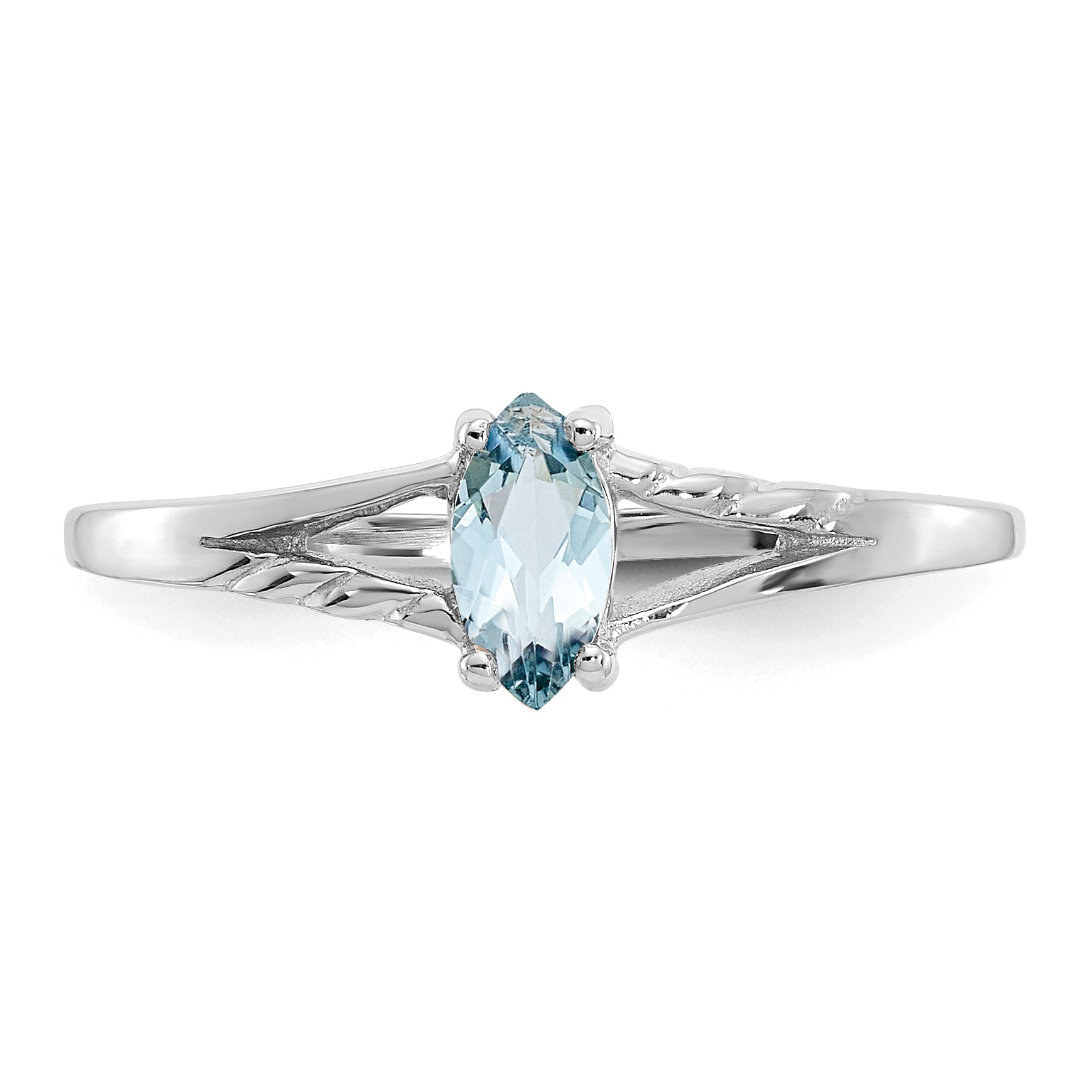 10k White Gold Polished Genuine Aquamarine Birthstone Ring