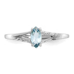 10k White Gold Polished Genuine Aquamarine Birthstone Ring