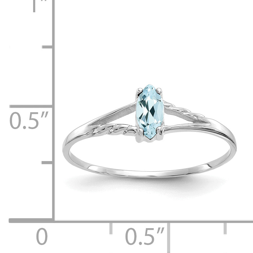 10k White Gold Polished Genuine Aquamarine Birthstone Ring