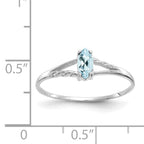 10k White Gold Polished Genuine Aquamarine Birthstone Ring