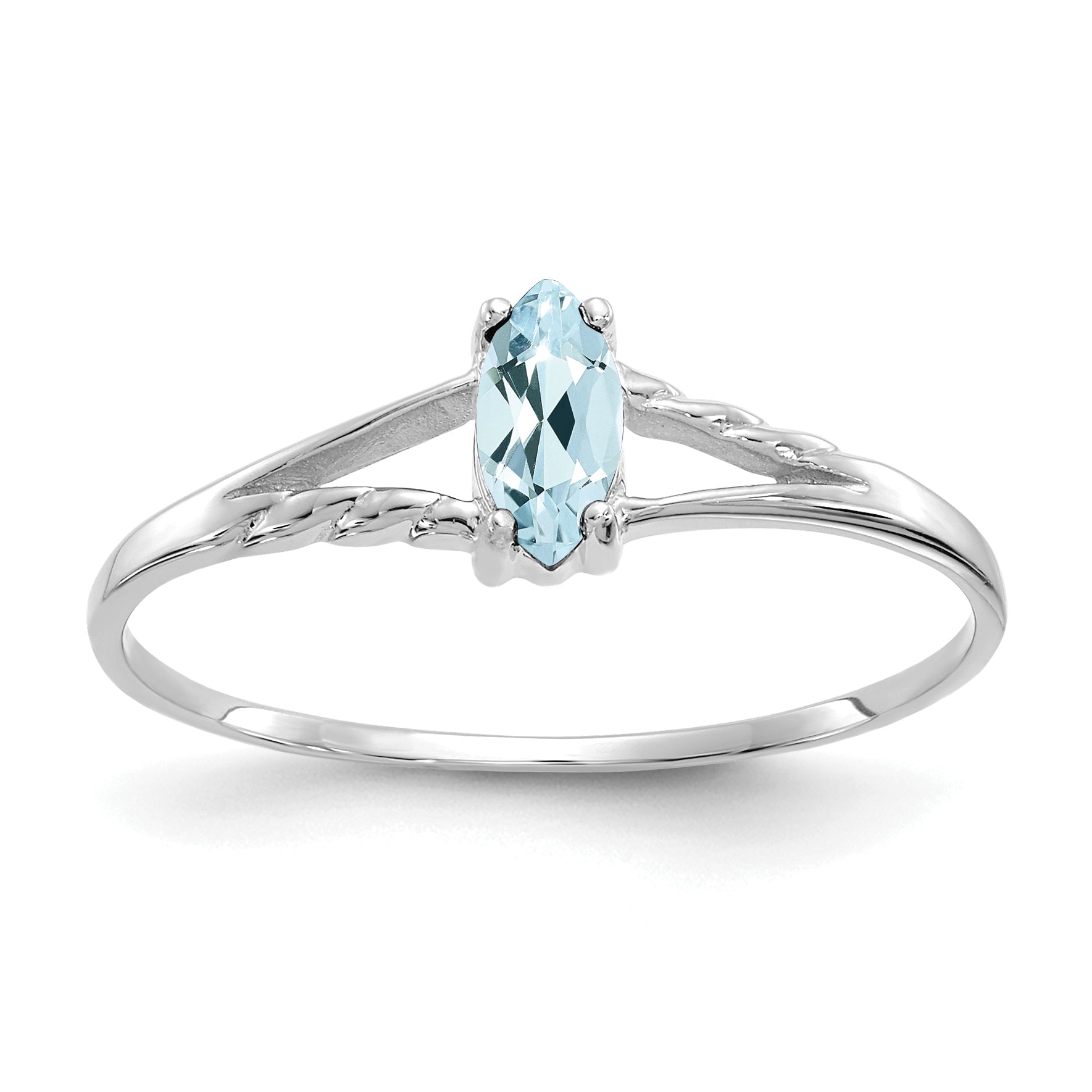 10k White Gold Polished Genuine Aquamarine Birthstone Ring Main image