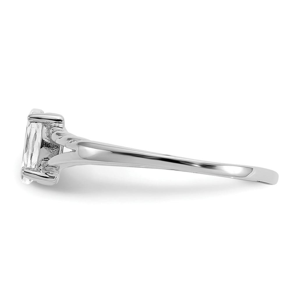 10k White Gold Polished Genuine White Topaz Birthstone Ring
