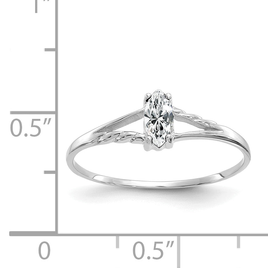 10k White Gold Polished Genuine White Topaz Birthstone Ring