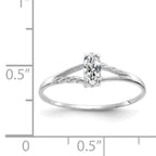 10k White Gold Polished Genuine White Topaz Birthstone Ring
