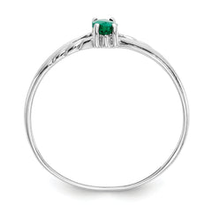 10k White Gold Polished Genuine Emerald Birthstone Ring