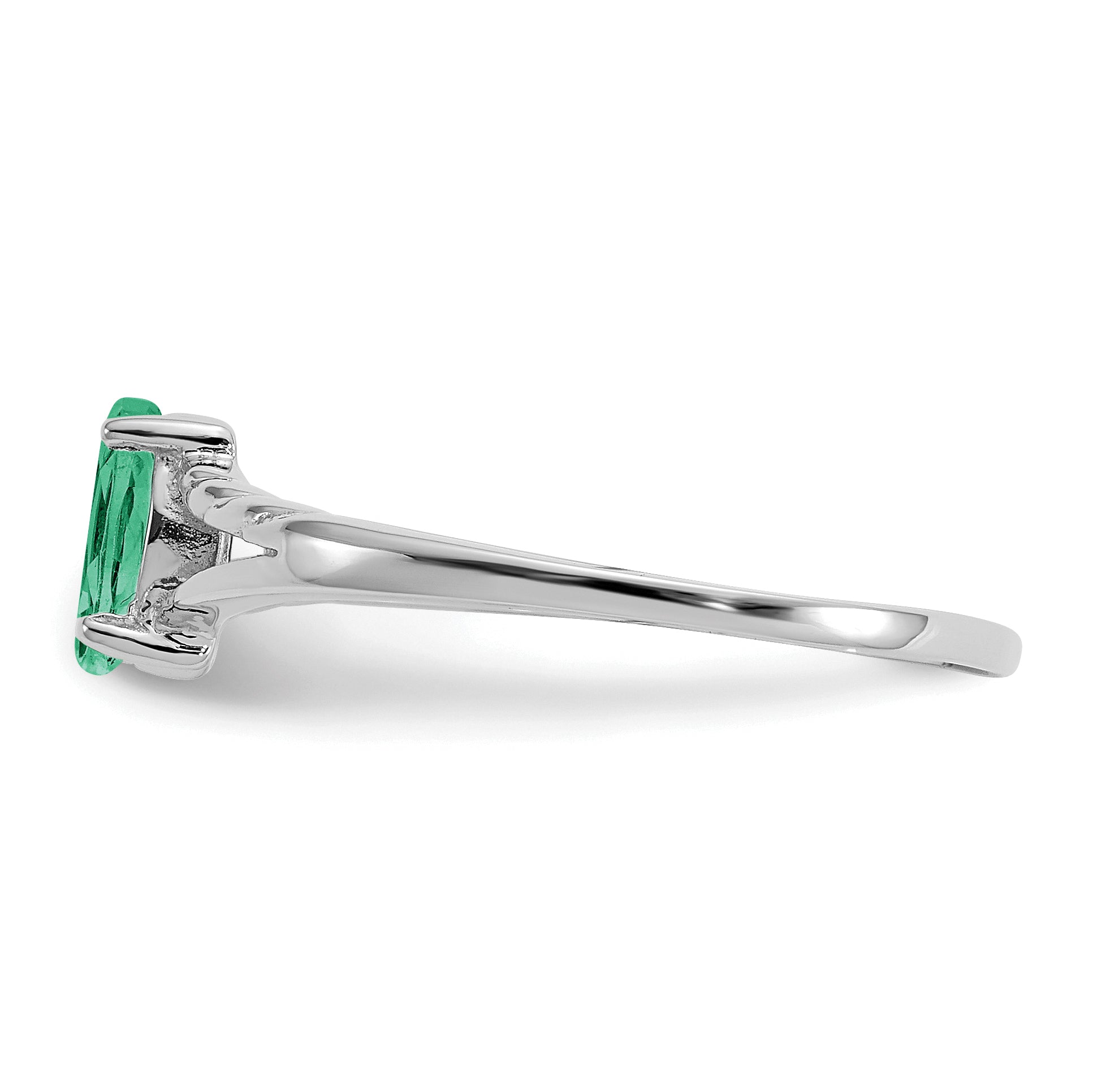 10k White Gold Polished Genuine Emerald Birthstone Ring