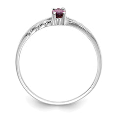 10k White Gold Polished Genuine Rhodolite Garnet Birthstone Ring