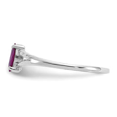 10k White Gold Polished Genuine Rhodolite Garnet Birthstone Ring