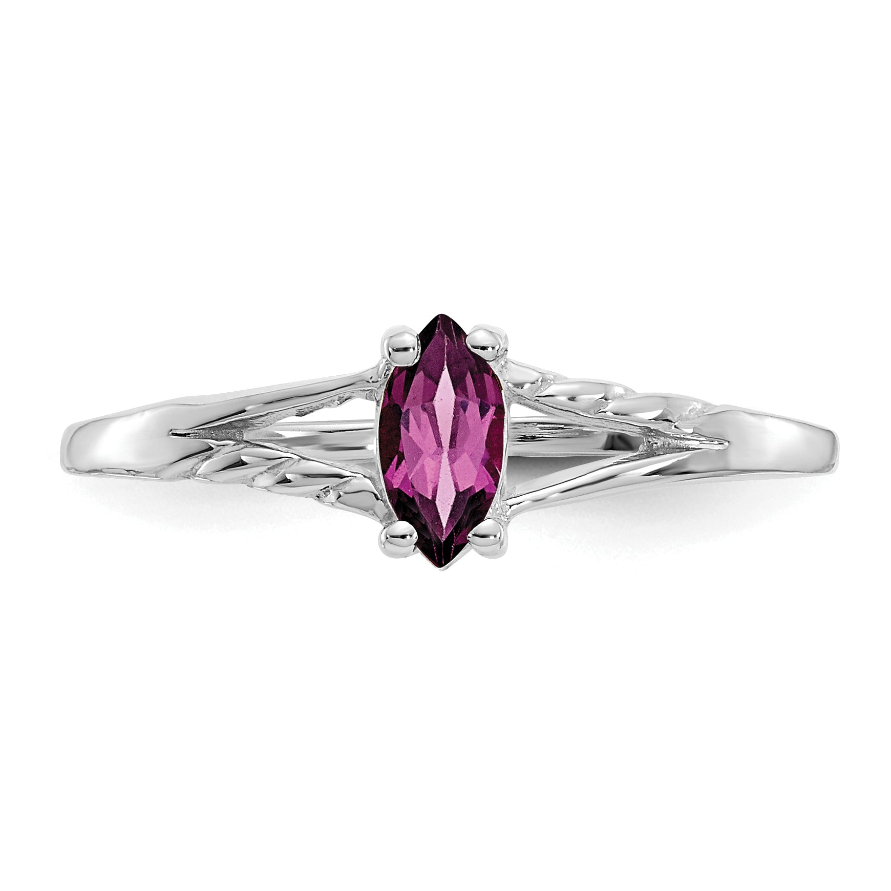 10k White Gold Polished Genuine Rhodolite Garnet Birthstone Ring