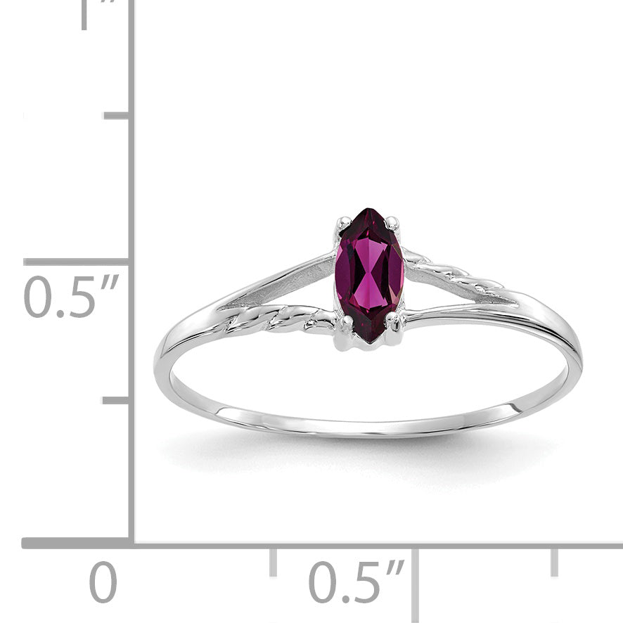 10k White Gold Polished Genuine Rhodolite Garnet Birthstone Ring