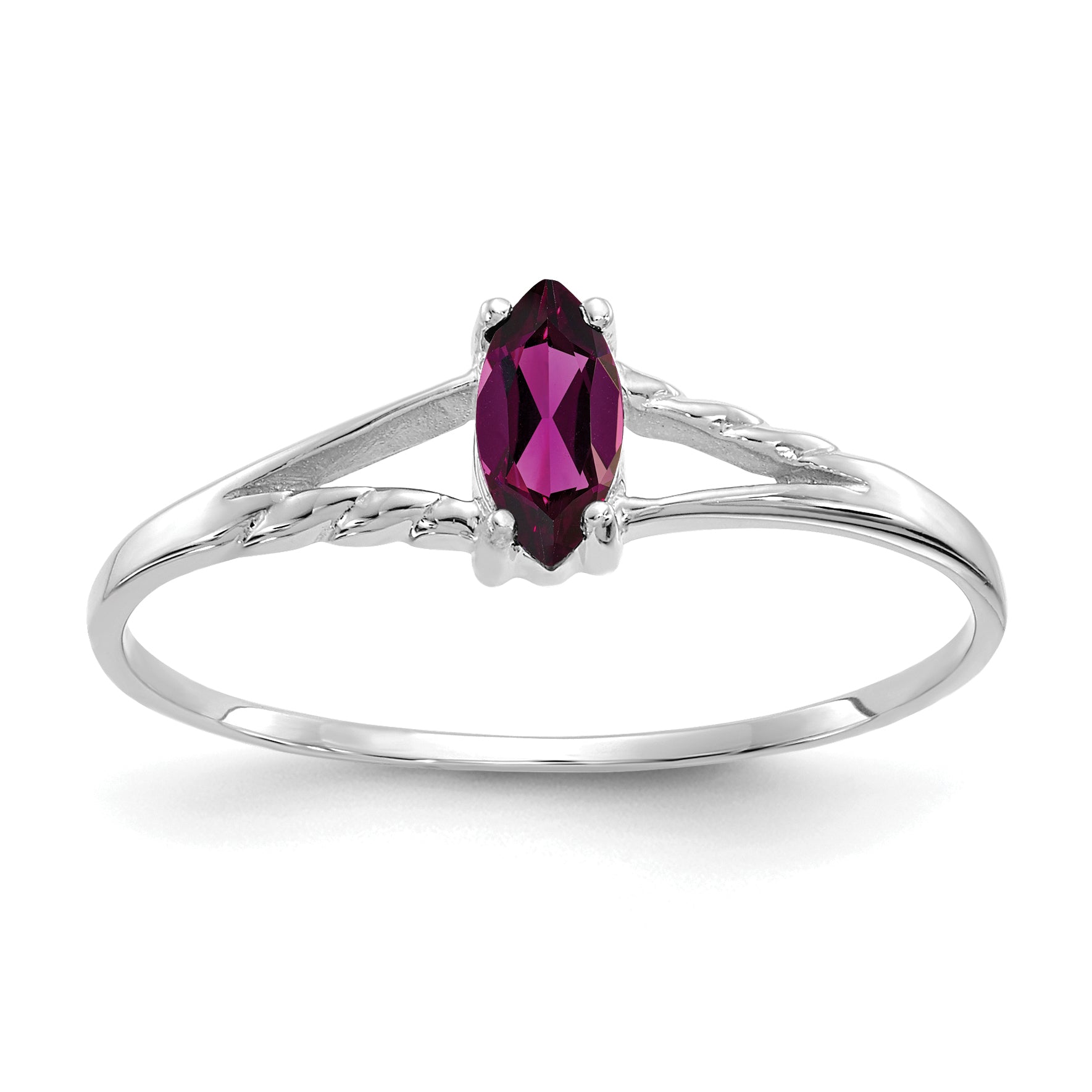 10k White Gold Polished Genuine Rhodolite Garnet Birthstone Ring Main image