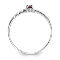 10k White Gold Polished Genuine Ruby Birthstone Ring