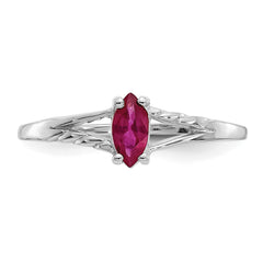 10k White Gold Polished Genuine Ruby Birthstone Ring