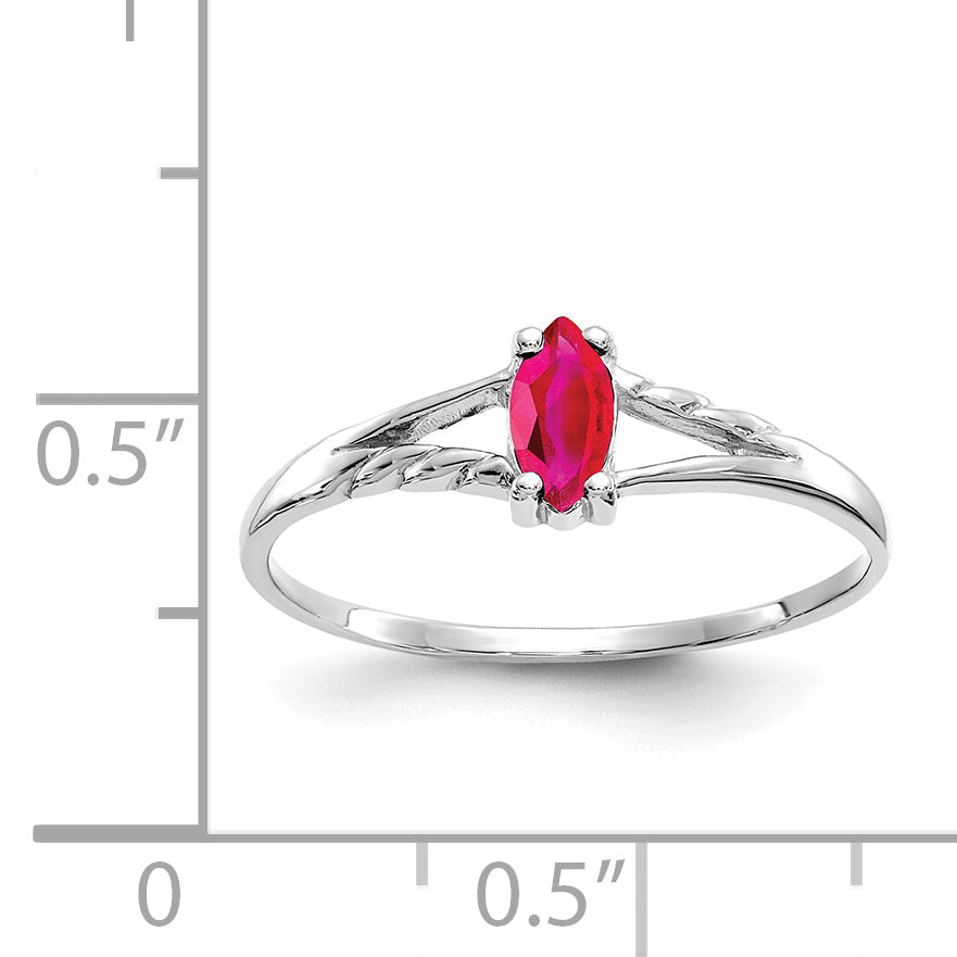 10k White Gold Polished Genuine Ruby Birthstone Ring