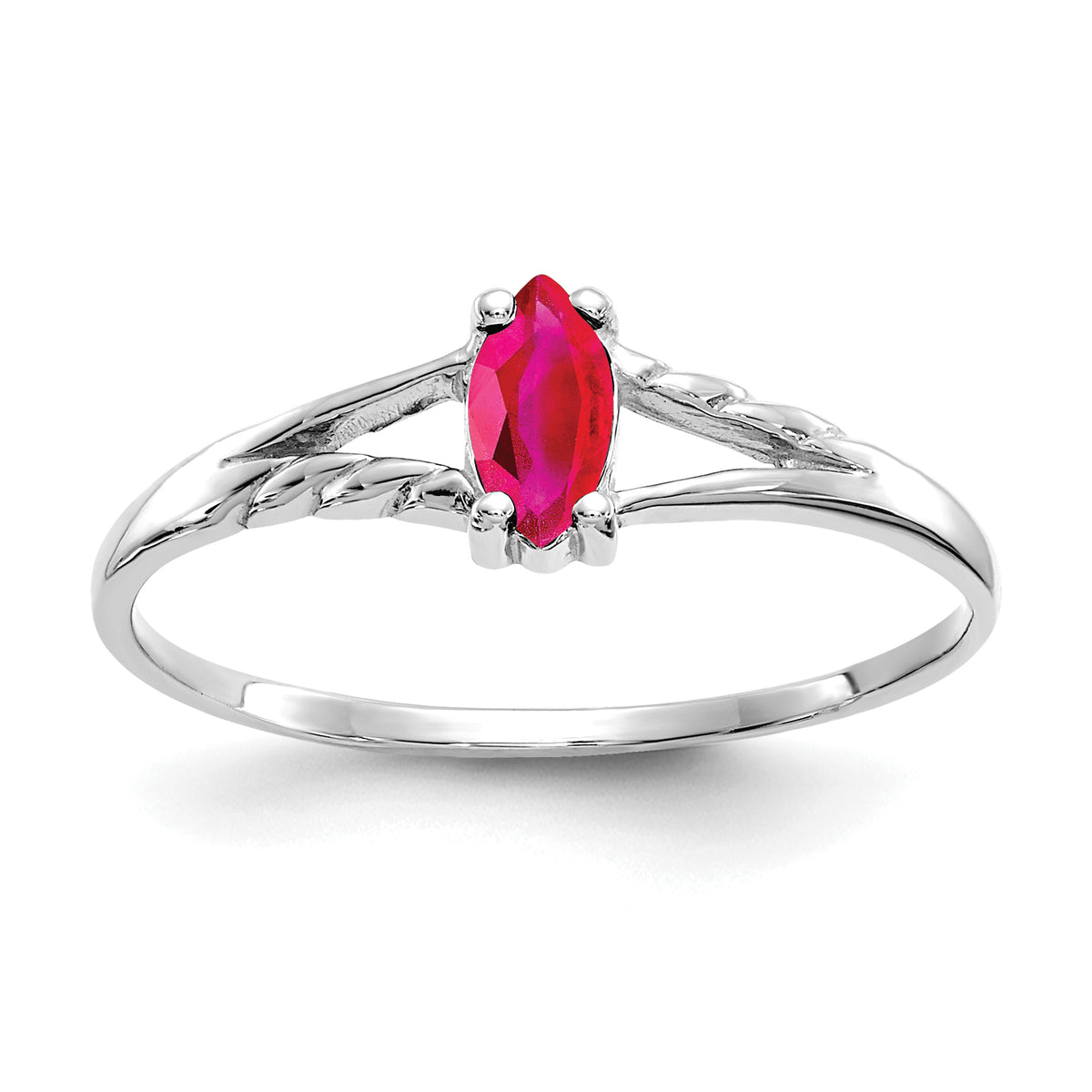 10k White Gold Polished Genuine Ruby Birthstone Ring