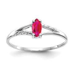 10k White Gold Polished Genuine Ruby Birthstone Ring