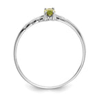 10k White Gold Polished Genuine Peridot Birthstone Ring