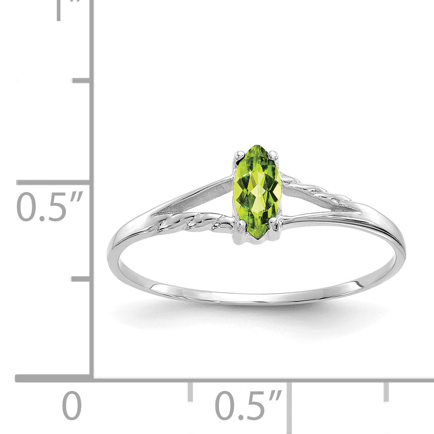 10k White Gold Polished Genuine Peridot Birthstone Ring