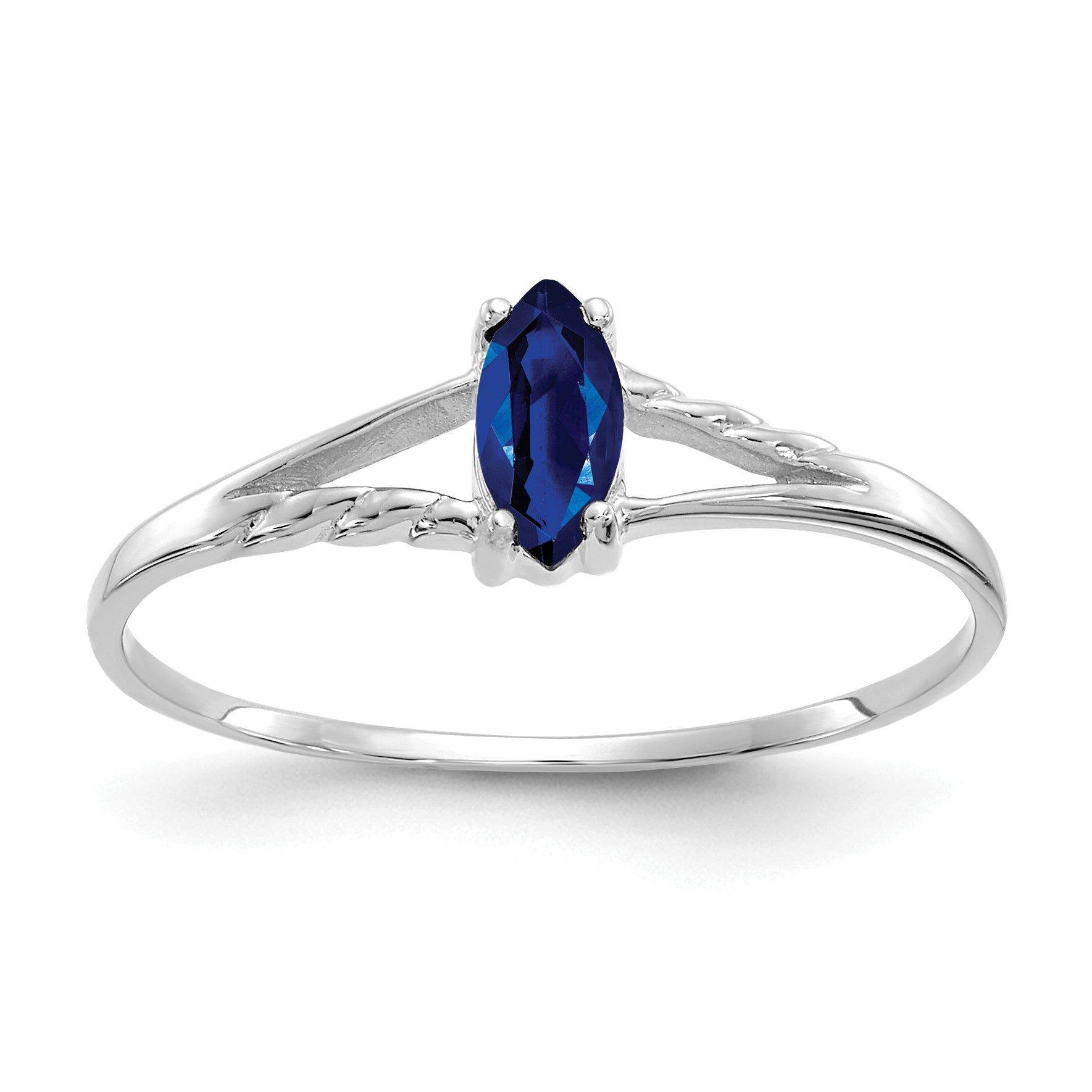 10k White Gold Polished Genuine Sapphire Birthstone Ring Main image