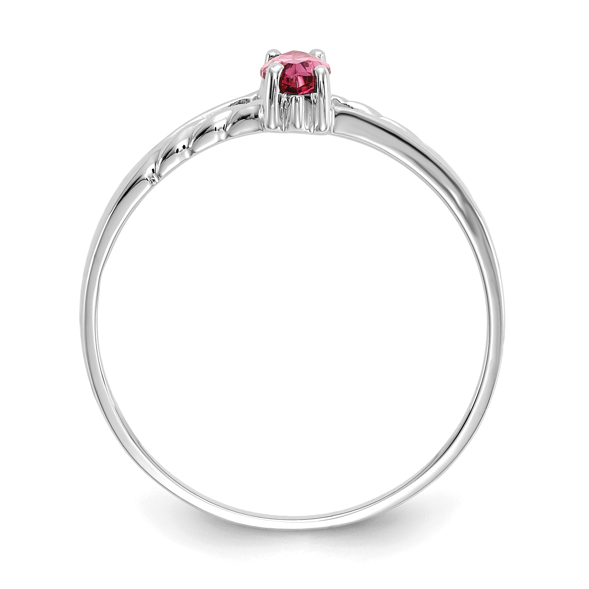 10k White Gold Polished Genuine Pink Tourmaline Birthstone Ring Secondary image