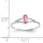 10k White Gold Polished Genuine Pink Tourmaline Birthstone Ring
