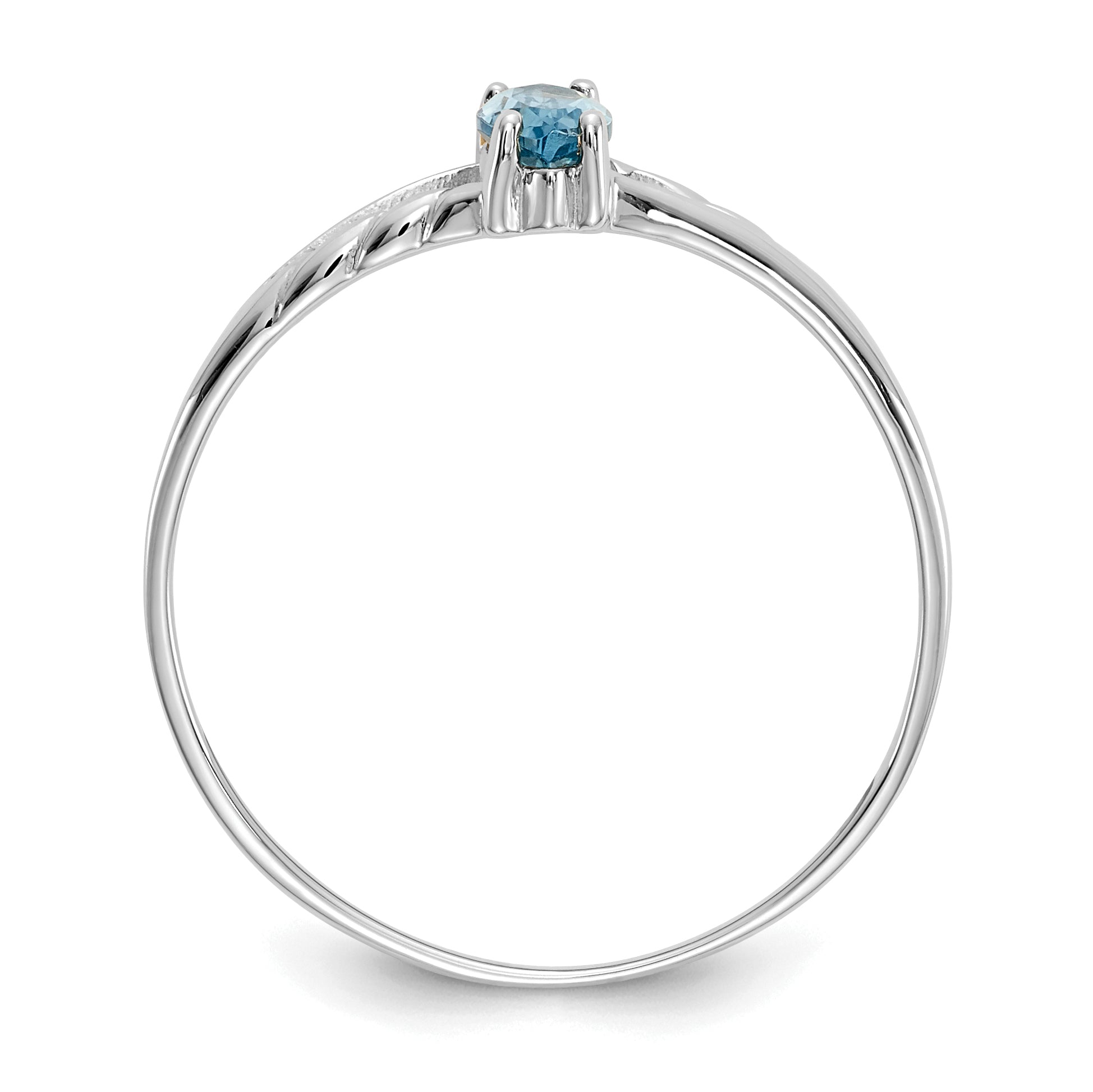10k White Gold Polished Genuine Blue Topaz Birthstone Ring Secondary image