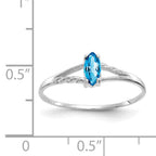 10k White Gold Polished Genuine Blue Topaz Birthstone Ring