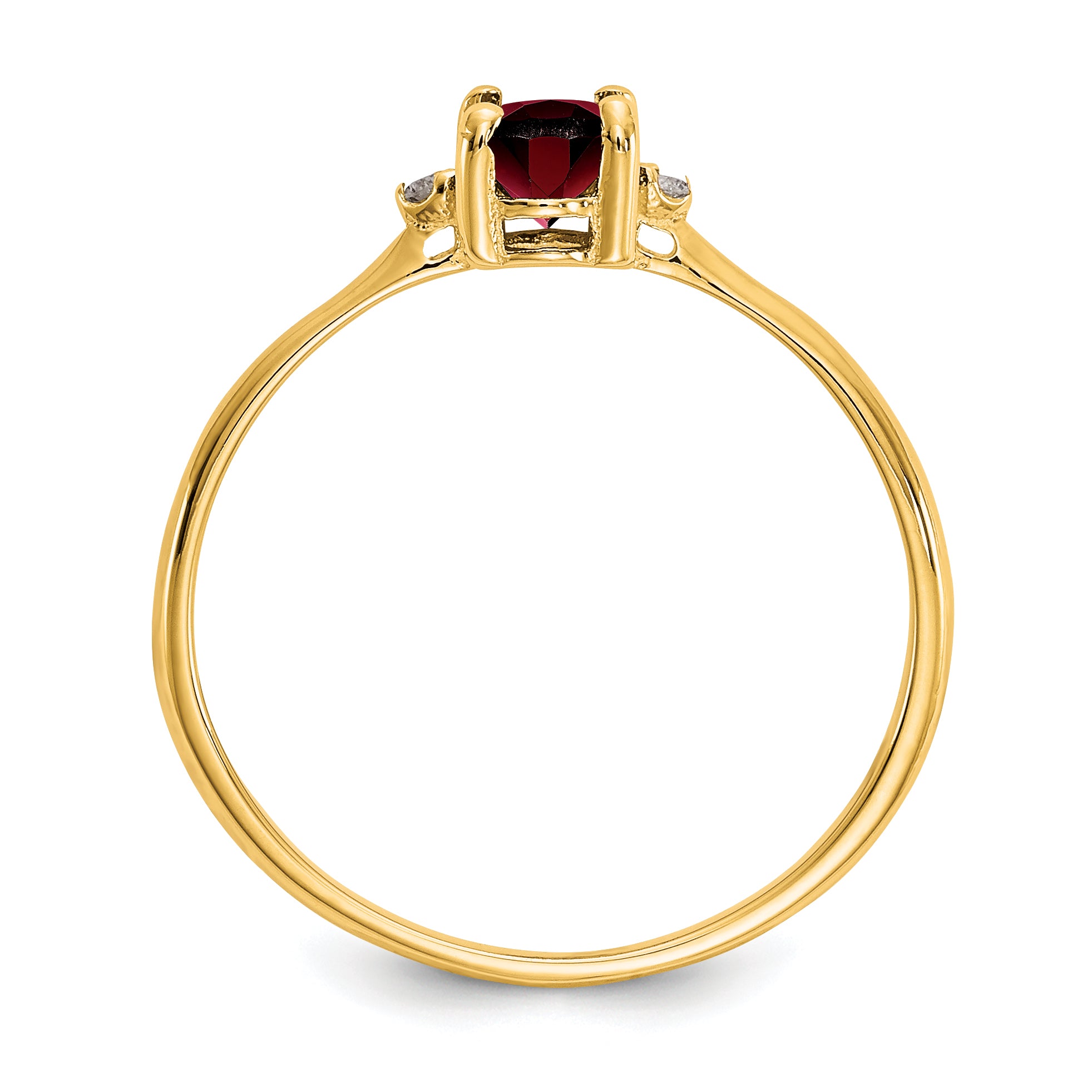 10k Polished Genuine Diamond & Garnet Birthstone Ring