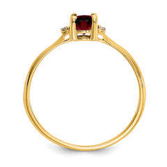 10k Polished Genuine Diamond & Garnet Birthstone Ring