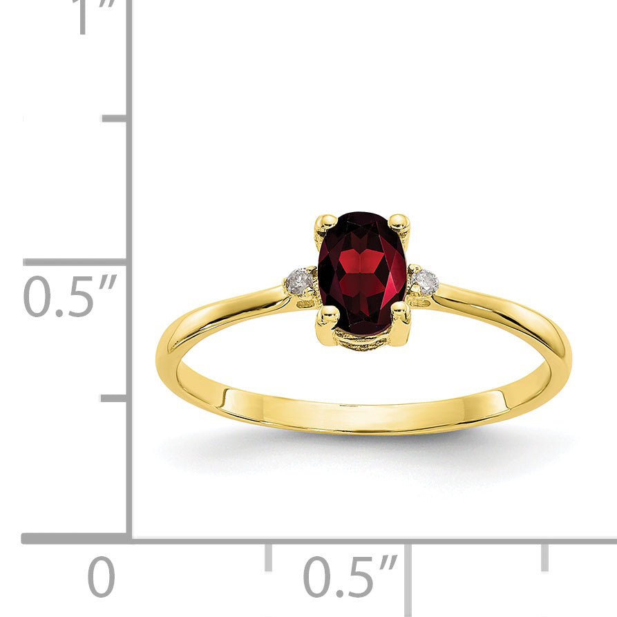 10k Polished Genuine Diamond & Garnet Birthstone Ring