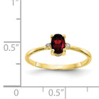 10k Polished Genuine Diamond & Garnet Birthstone Ring