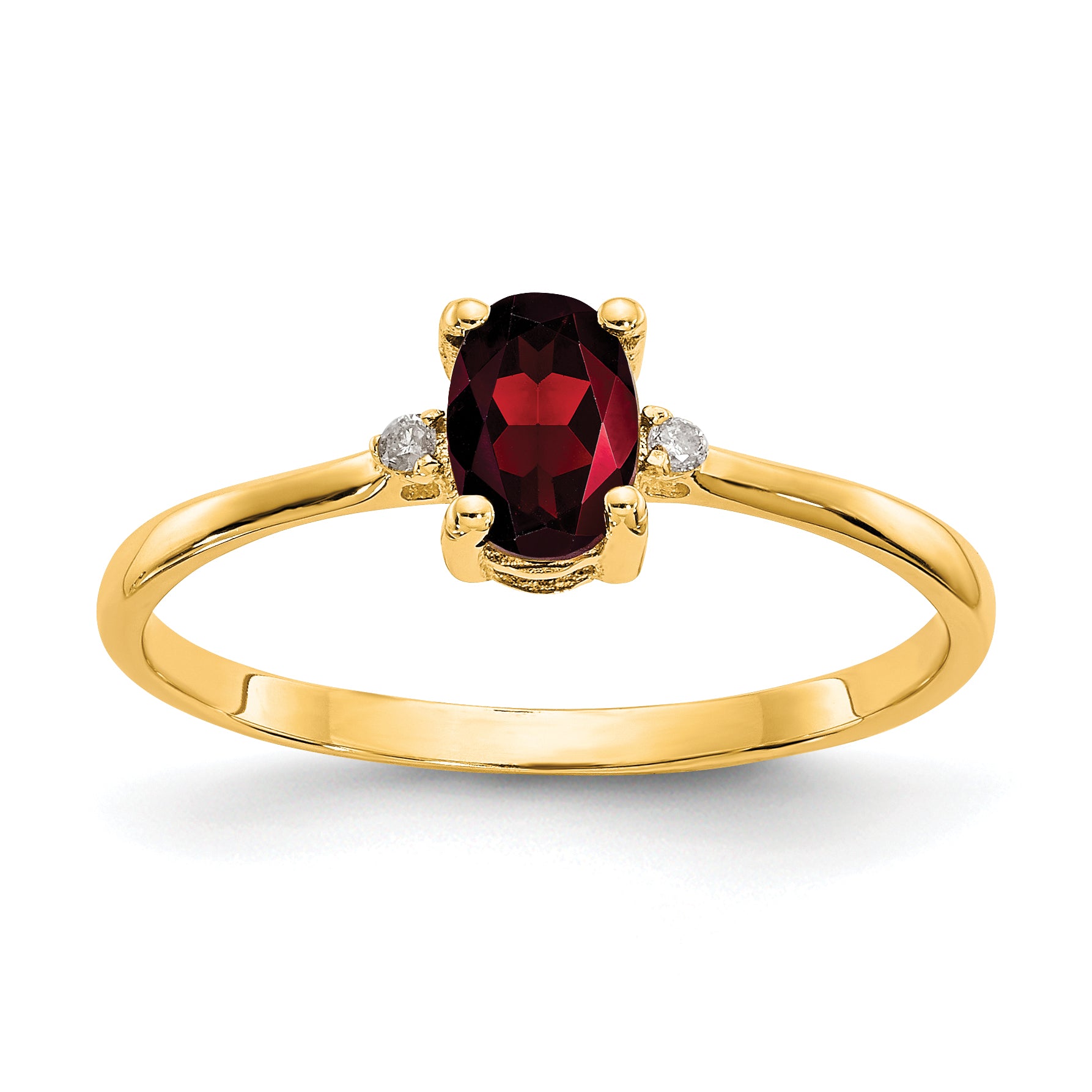 10k Polished Genuine Diamond & Garnet Birthstone Ring Main image