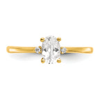 10k Polished Genuine Diamond & White Topaz Birthstone Ring