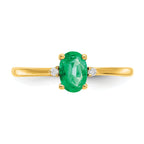 10k Polished Genuine Diamond & Emerald Birthstone Ring