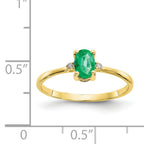 10k Polished Genuine Diamond & Emerald Birthstone Ring