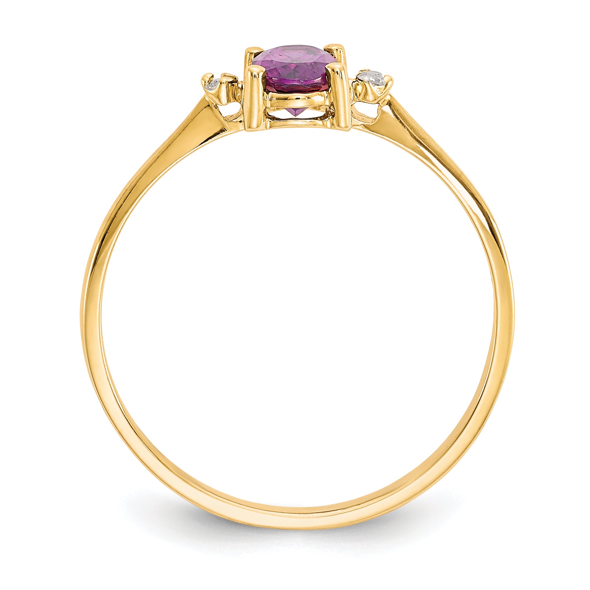 10k Polished Genuine Diamond & Rhodolite Garnet Birthstone Ring Secondary image
