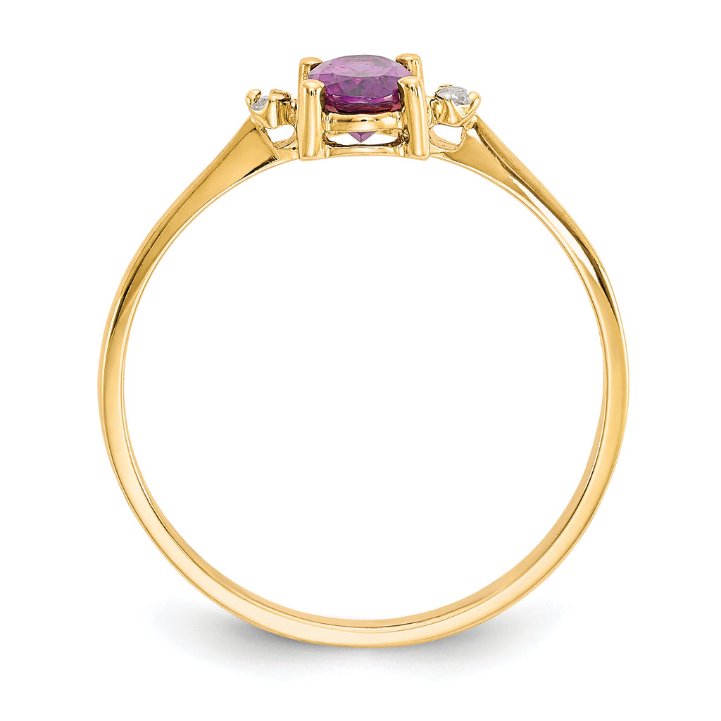 10k Polished Genuine Diamond & Rhodolite Garnet Birthstone Ring