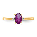 10k Polished Genuine Diamond & Rhodolite Garnet Birthstone Ring