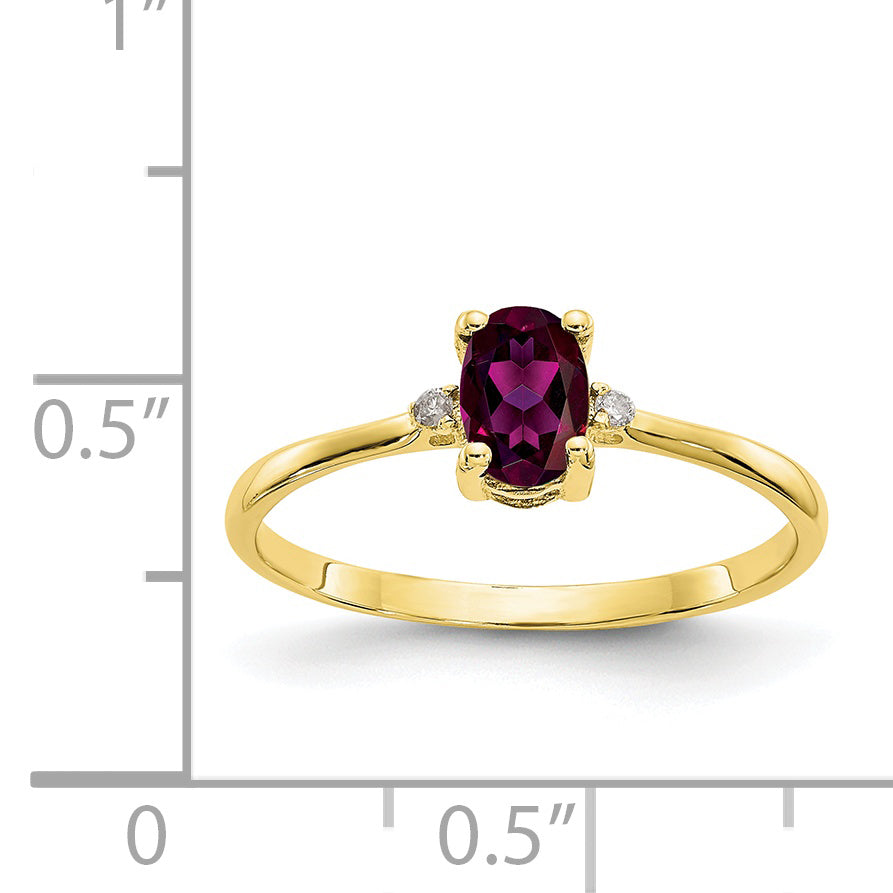 10k Polished Genuine Diamond & Rhodolite Garnet Birthstone Ring