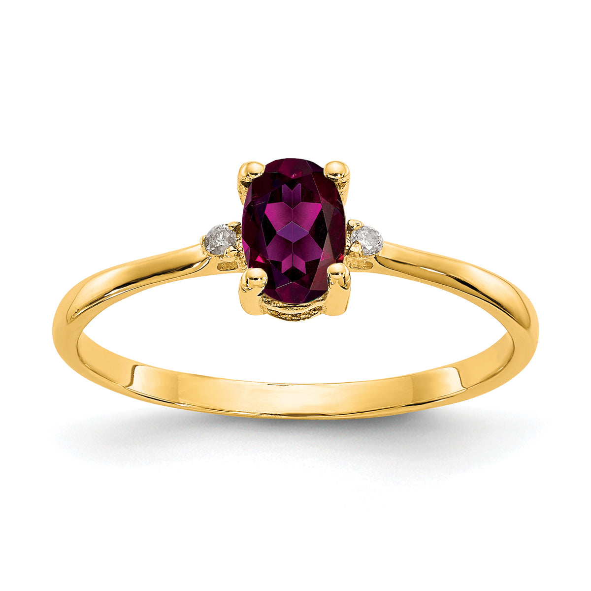 10k Polished Genuine Diamond & Rhodolite Garnet Birthstone Ring