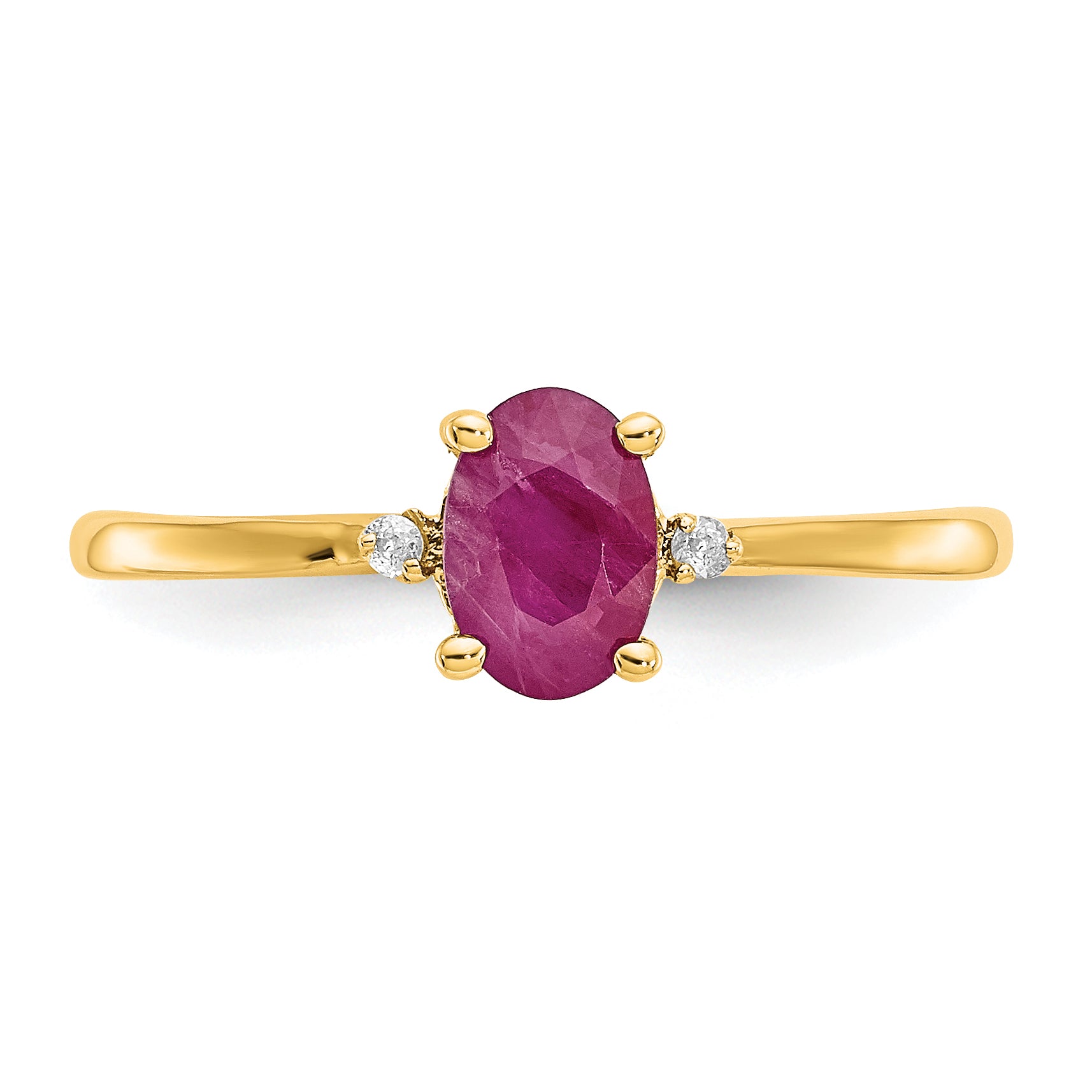 10k Polished Genuine Diamond & Ruby Birthstone Ring