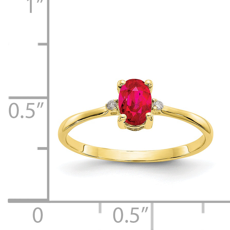 10k Polished Genuine Diamond & Ruby Birthstone Ring