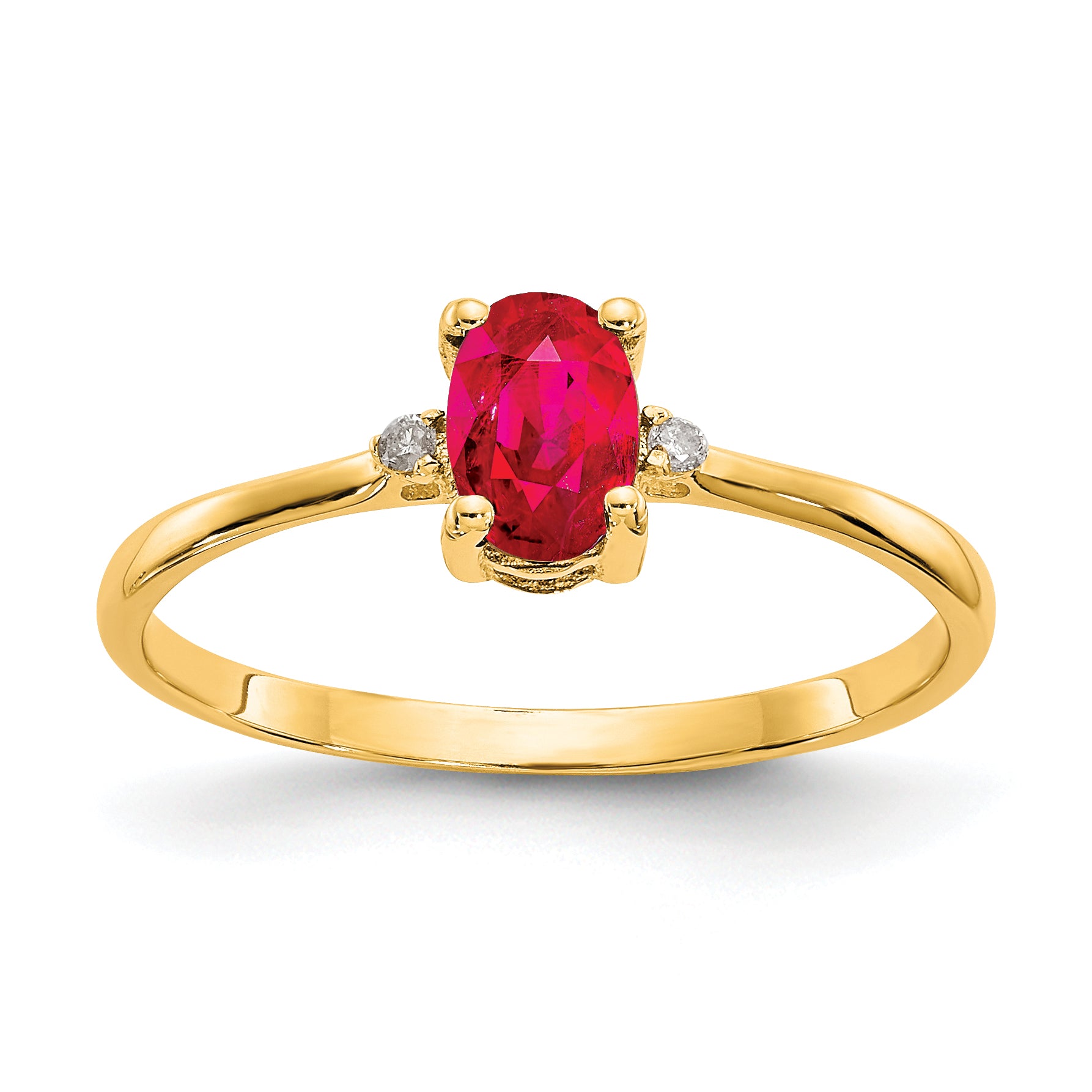 10k Polished Genuine Diamond & Ruby Birthstone Ring