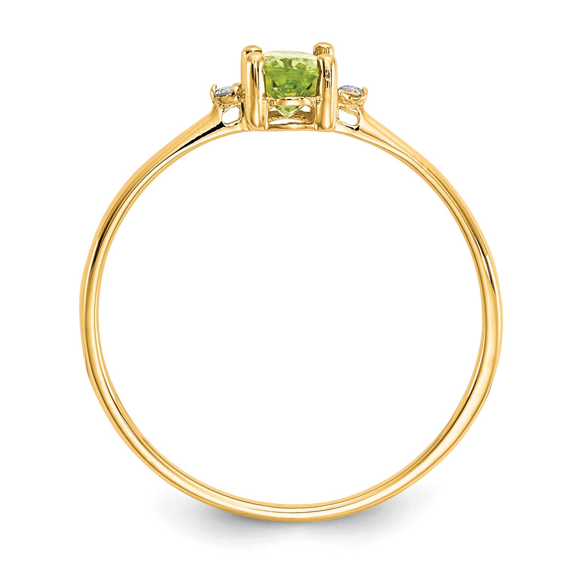 10k Polished Genuine Diamond & Peridot Birthstone Ring