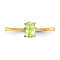 10k Polished Genuine Diamond & Peridot Birthstone Ring